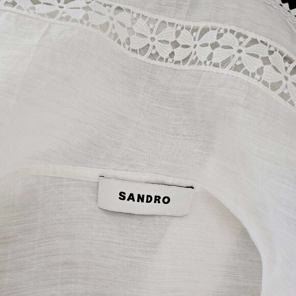 SANDRO WHITE NORMANDIE LACE TRIM SHIRT (3) - Picture 6 of 12
